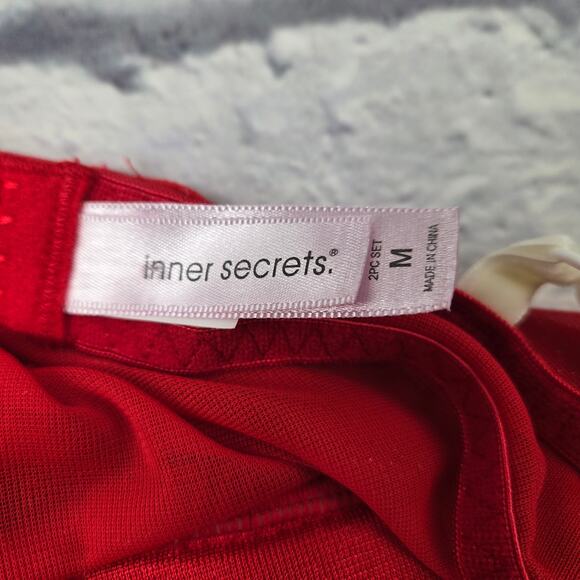 NWT Inner Secrets Mrs Claus Red Velveteen Mesh Maribou Cami size Medium Negligee - Picture 5 of 13